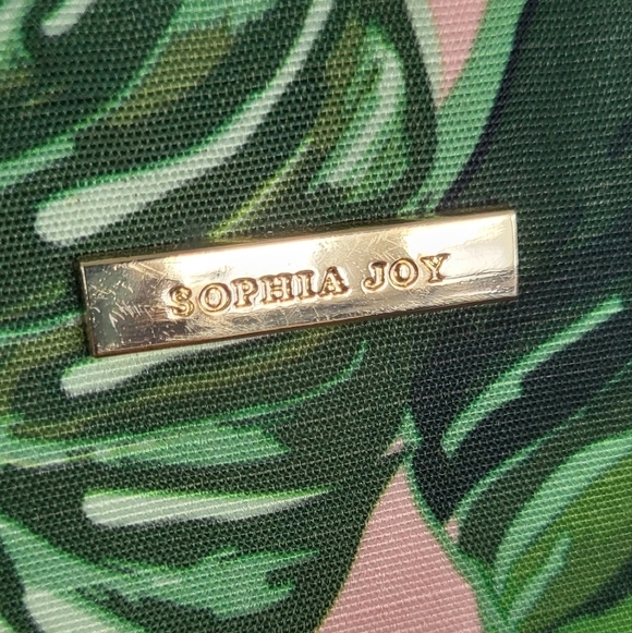 Sophia Joy Pink and Green Leaf Print Travel Cosmetic Bag - Picture 2 of 9